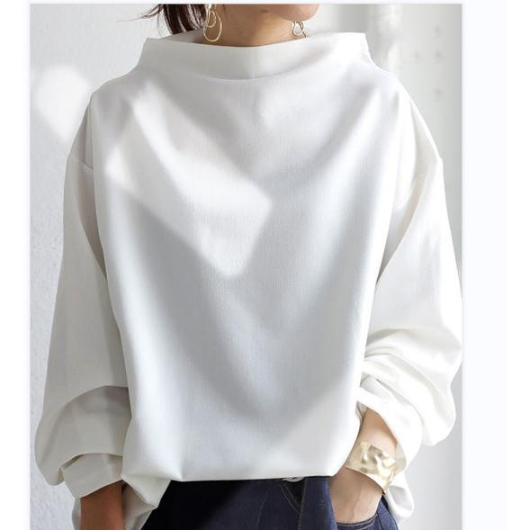 🔥En supertrendig och mångsidig topp🔥 Löst passande sweatshirt med skärhals, draperad design, nersatta axlar och långa ärmar-8